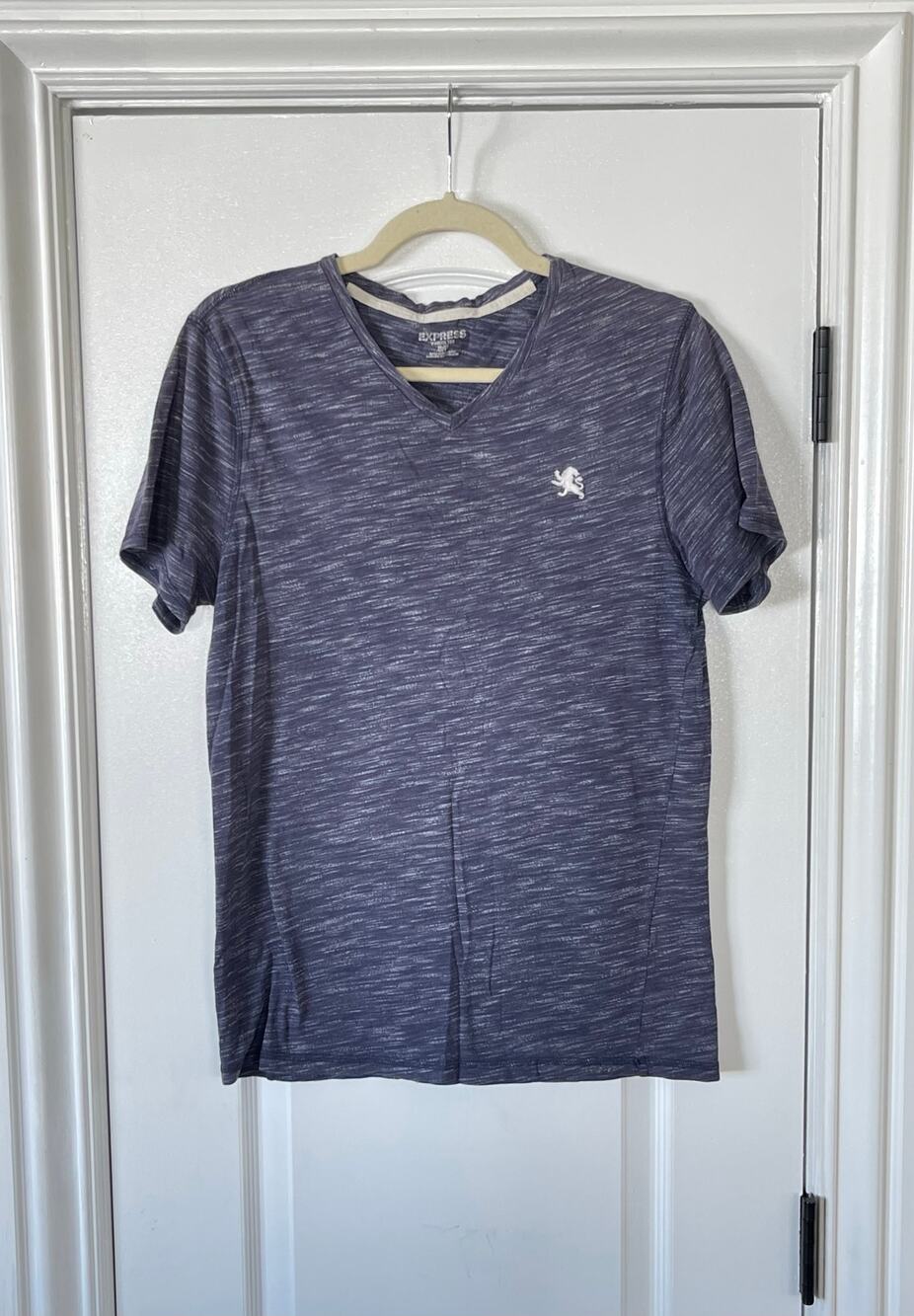Express Shirt Mens Blue White Lion Logo Short Sleeve Casual Small